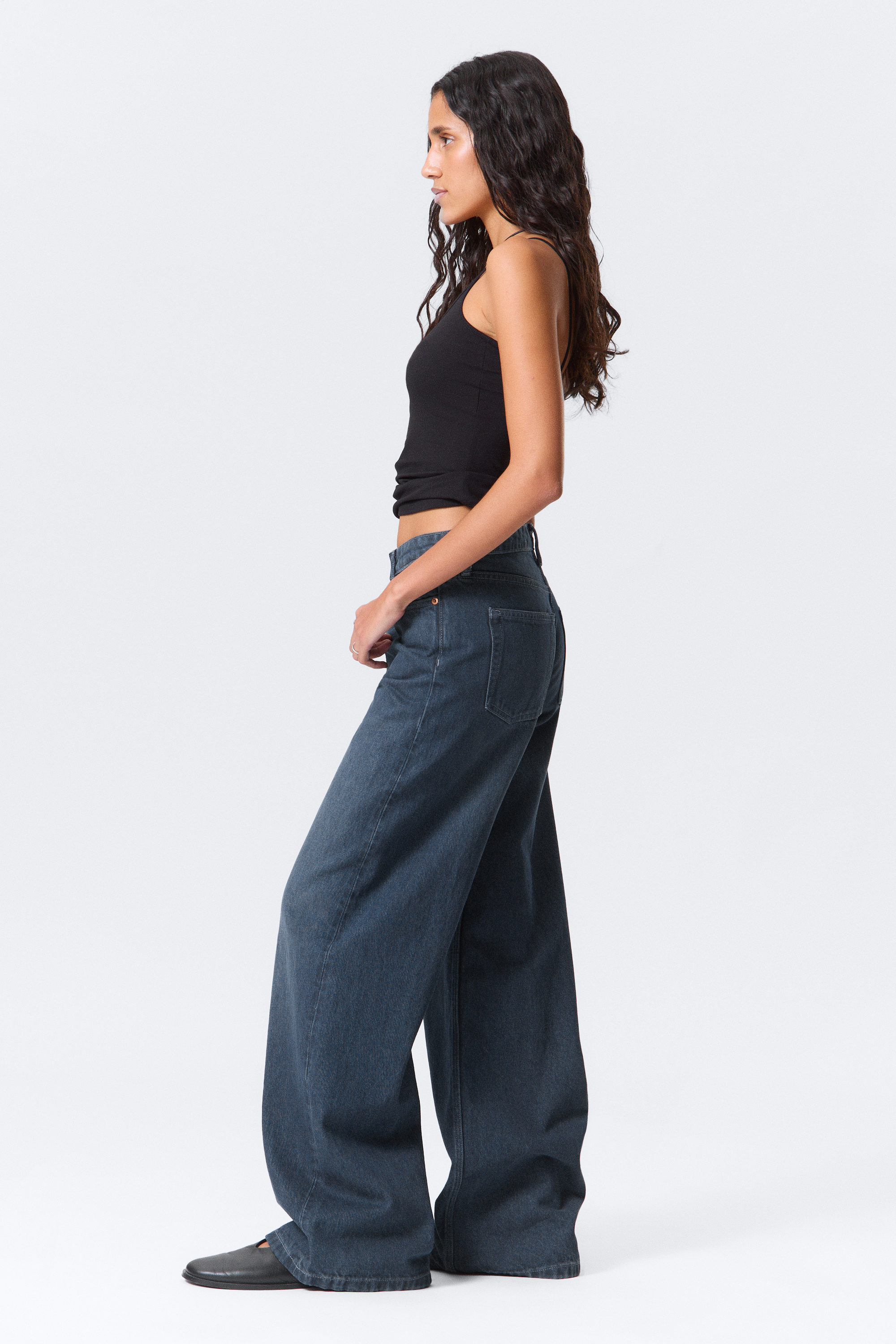 Ajax Blue - Dunkelblau - Paz Mid Waist Loose Wide Leg Jeans - 2