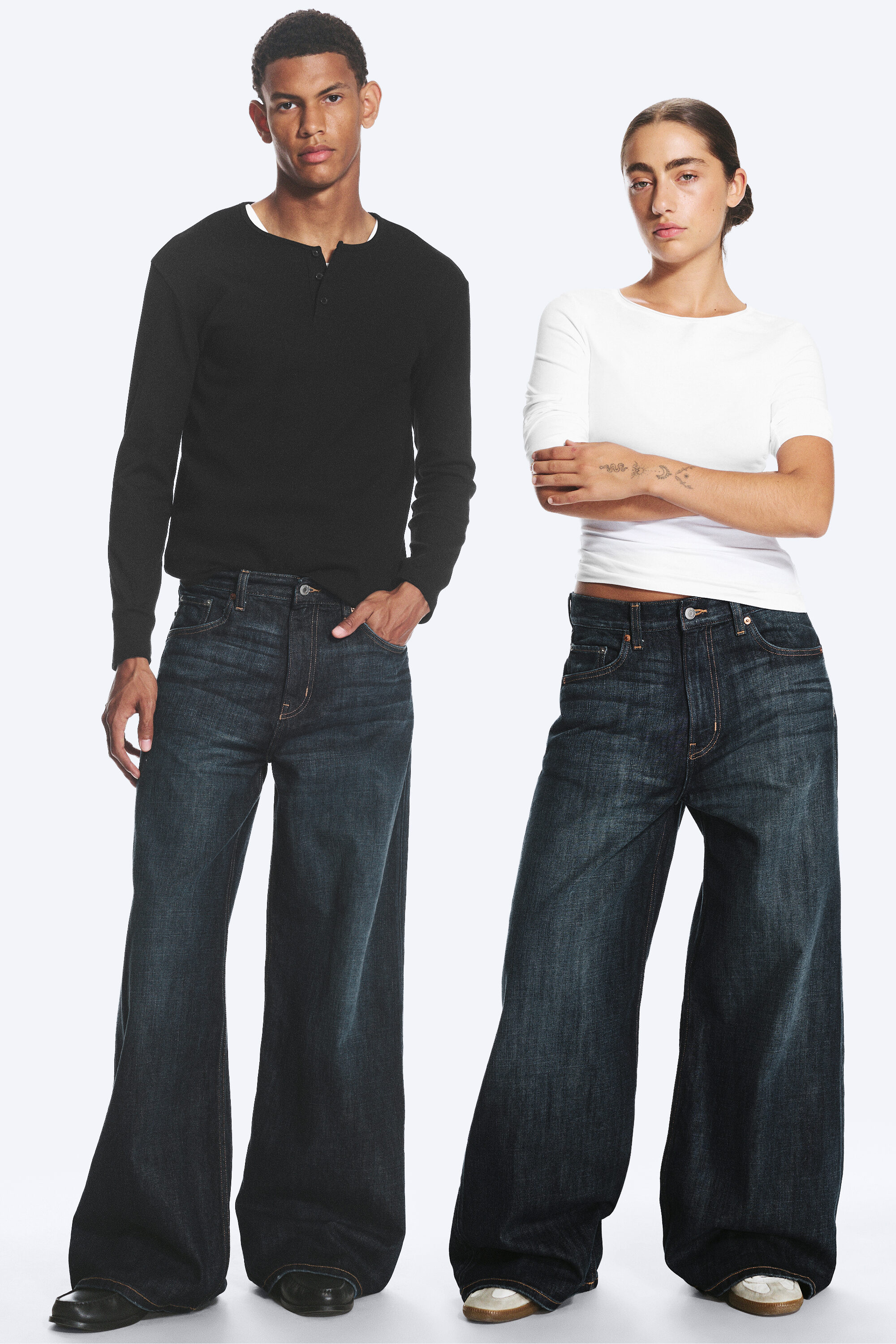 solar cut loose wide jeans - Seventeen Blue - Light Blue | Weekday WW