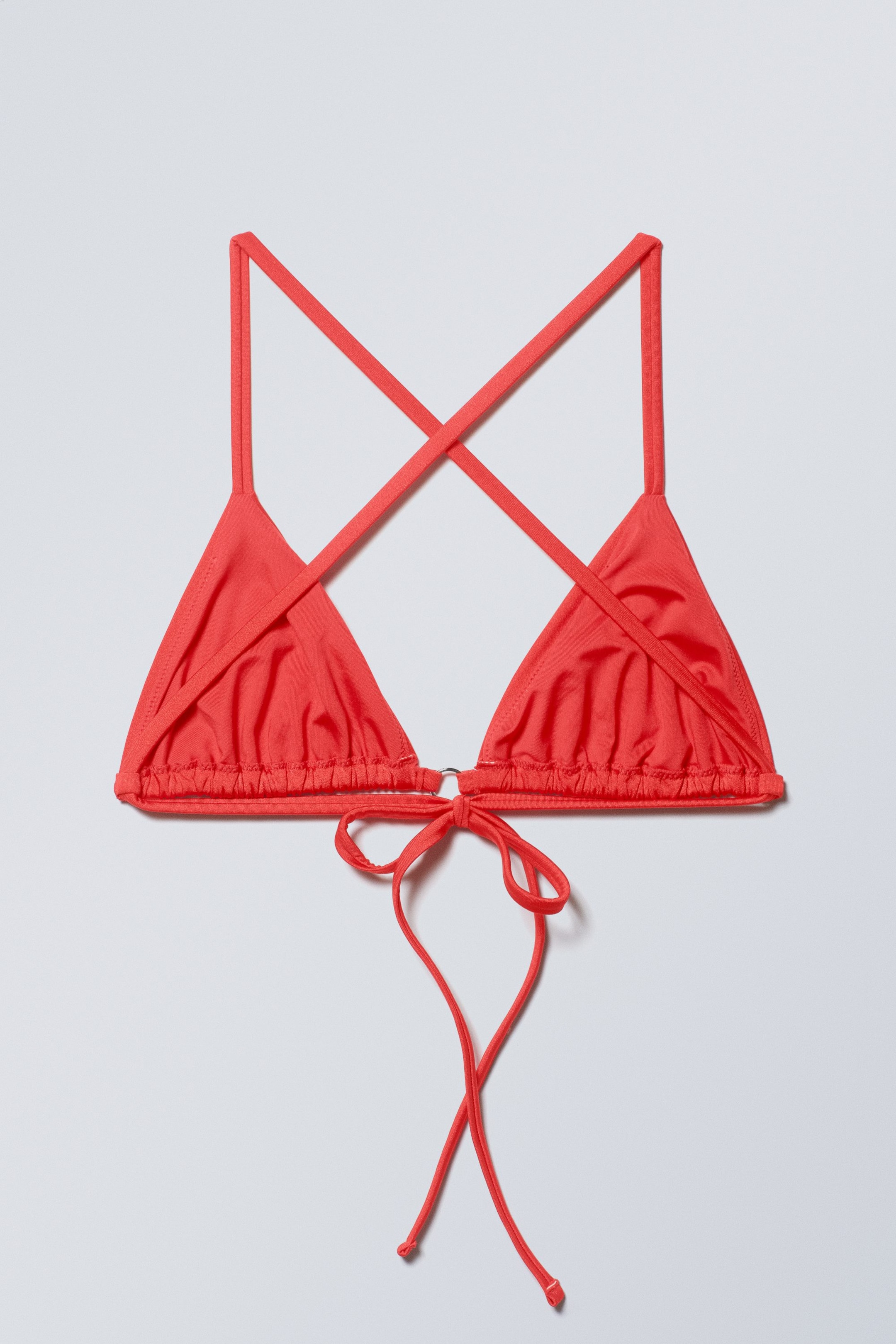 Red Shimmer - Tie Triangle Bikini Top - 1