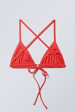 Red Shimmer - Tie Triangle Bikini Top - 1