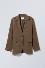 Brown - Isa Linen Mix Blazer - 0