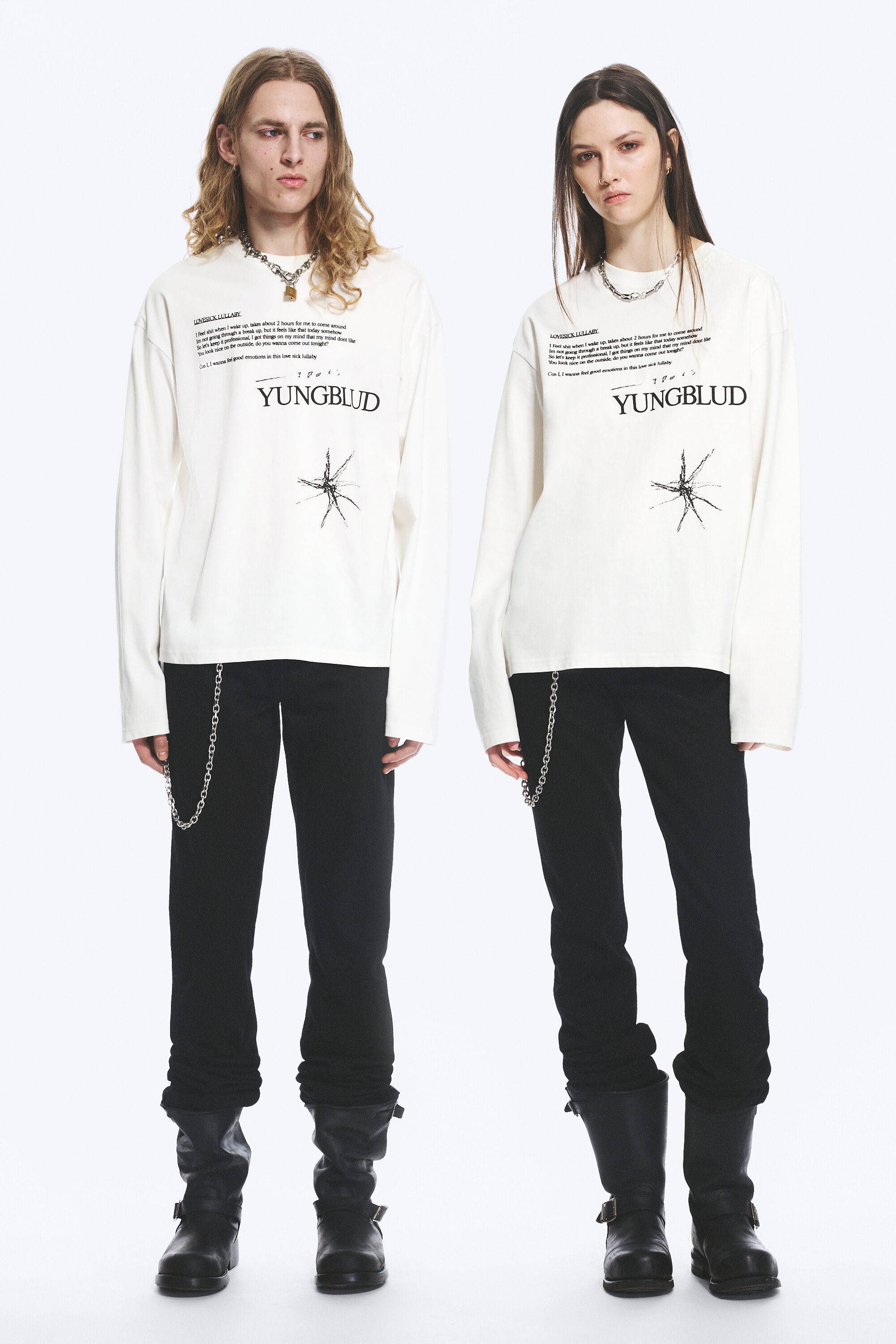 yungblud boxy printed long-sleeved tee - Off-white | Weekday WW