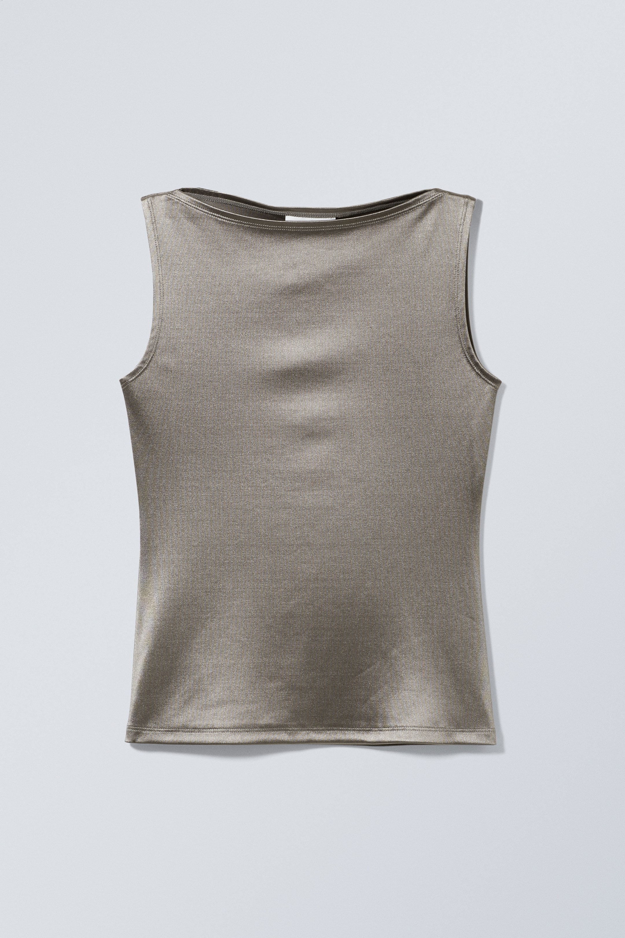 Mittleres Staubgrau - Metallic-Top Annie mit U-Boot-Ausschnitt - 0
