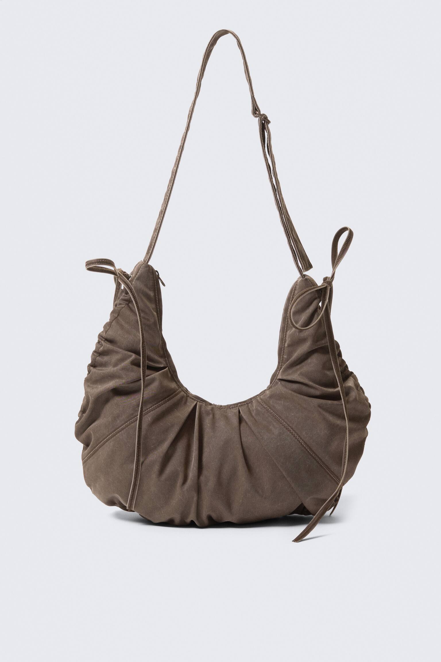 Riasená crossbody kabelka - Tmavohnedá - 2