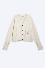 Beige - Boxy Strick-Cardigan im Used-Look - 4
