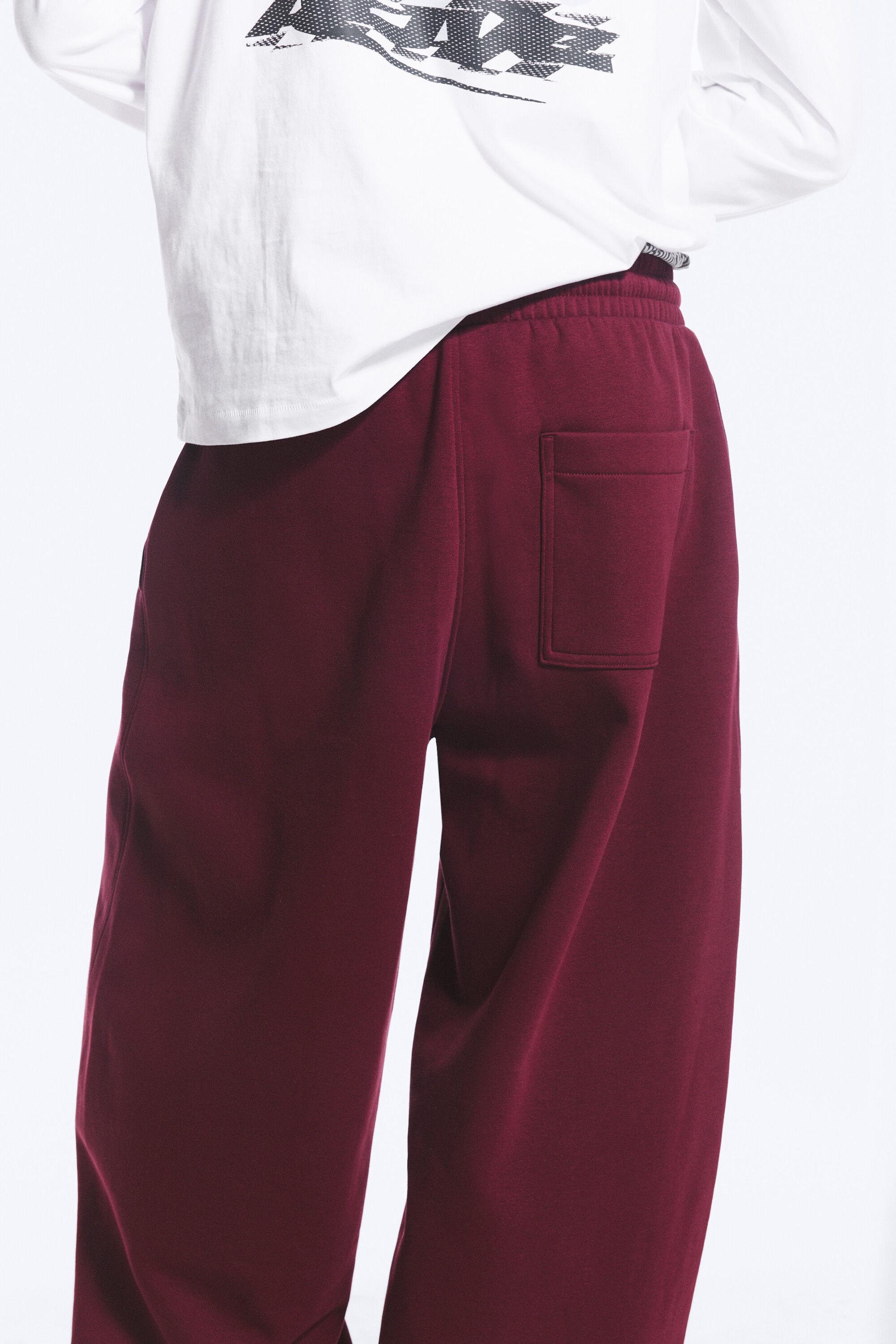 Dark Red - Loose Pleated Sweatpants - 4