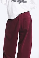 Dark Red - Loose Pleated Sweatpants - 4