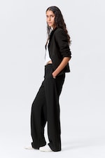 Svart - Avslappnade plisserade kostymbyxor - 2