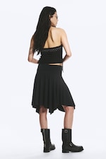 Svart - Mid waist asymmetrisk kjol i jersey - 3