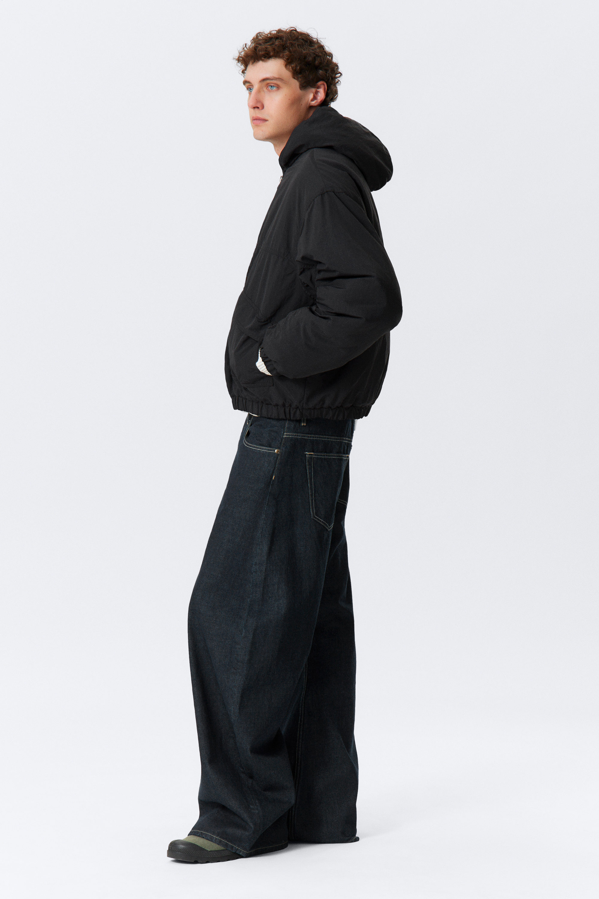 Black - Relaxed Nylon Bomber Jacker - 2