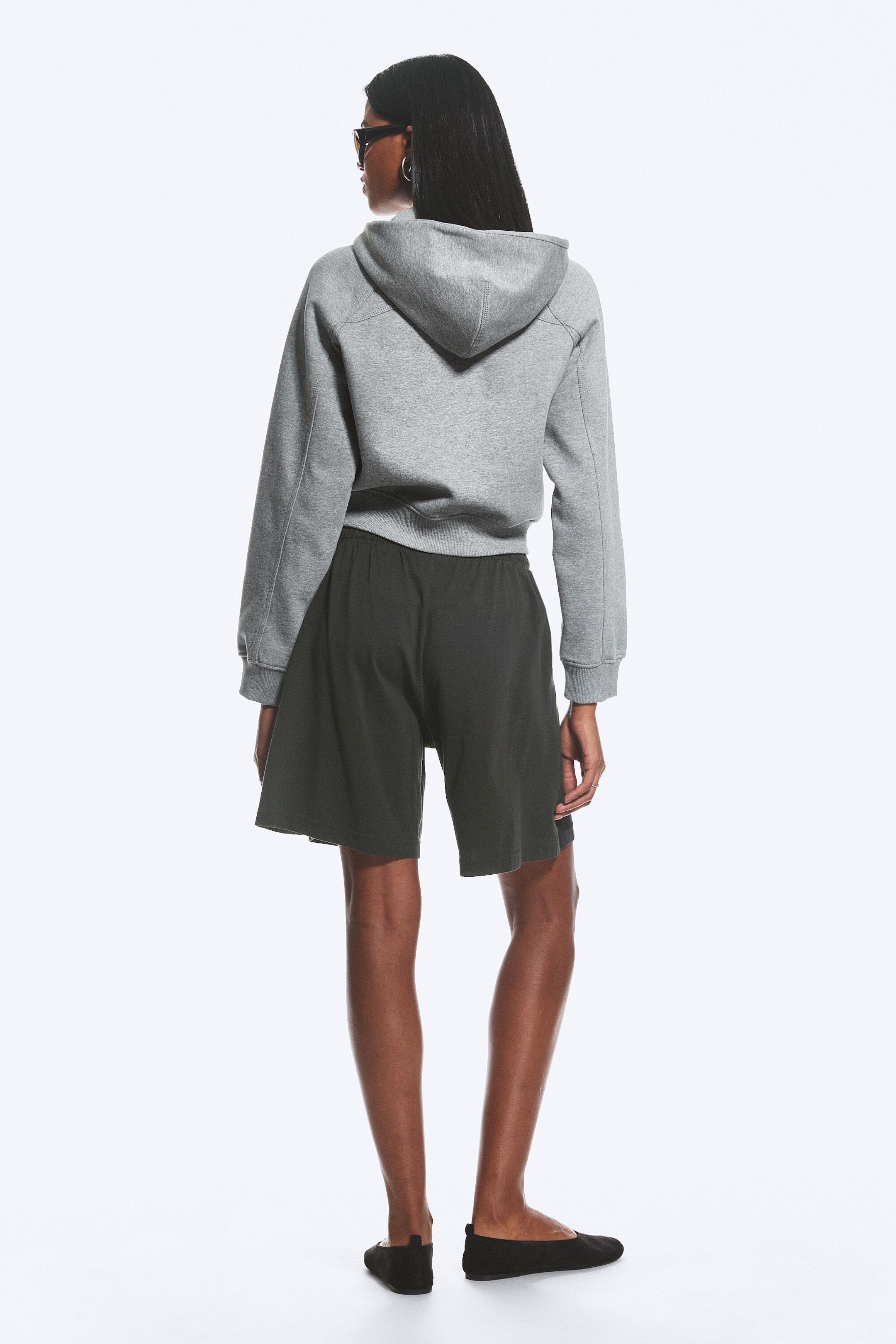 Grey Melange - Raglan-Sleeved Cutline Zip Hoodie - 5