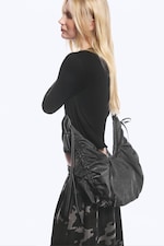 Washed Black - Ruched Crossbody Bag - 0