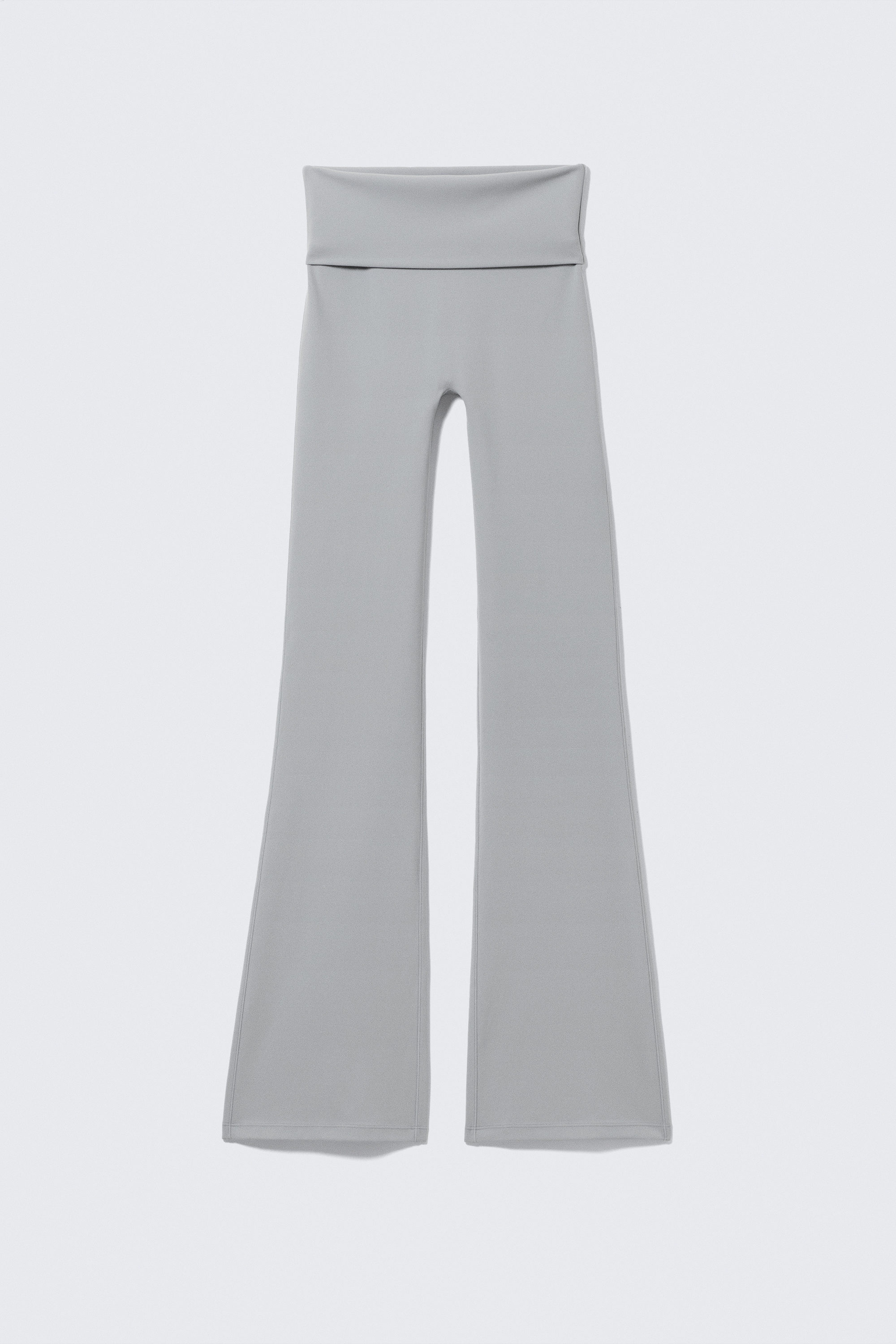 Light Dusty Grey - Folded Waist Flared Yoga Tights - 4