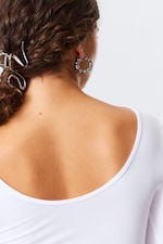 Vit - Långärmad topp med djup rygg - 2