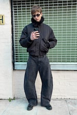 Washed Black - Loose Barrel Leg Workwear Trousers - 0
