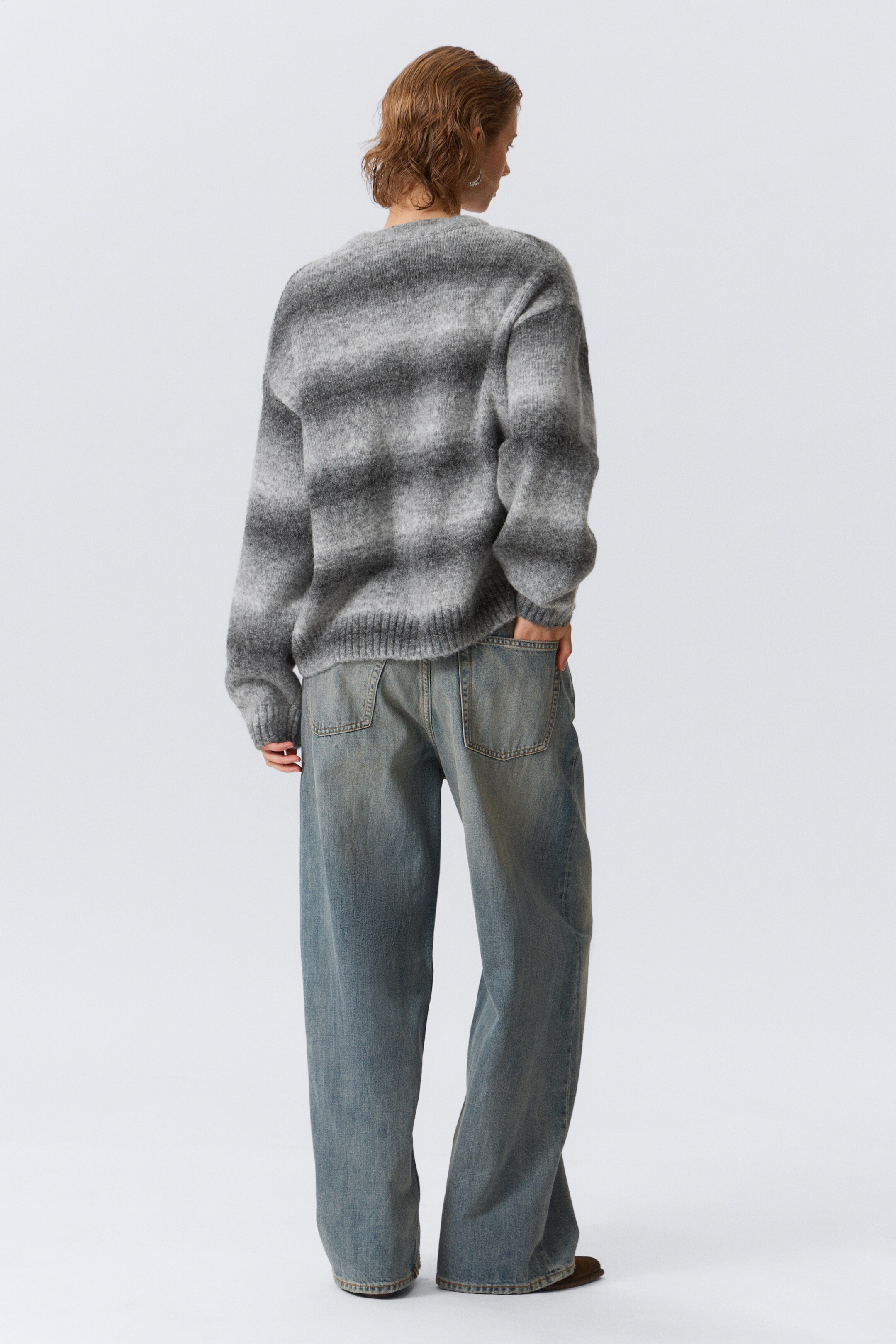 Ingrandisci l'immagine: Loose Fit Space-Dyed Knitted Sweater - Grey Melange - DONNA | H&M CH 4