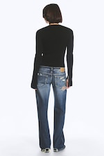 Black - Ribbed Fitted Zip Cardigan - 3