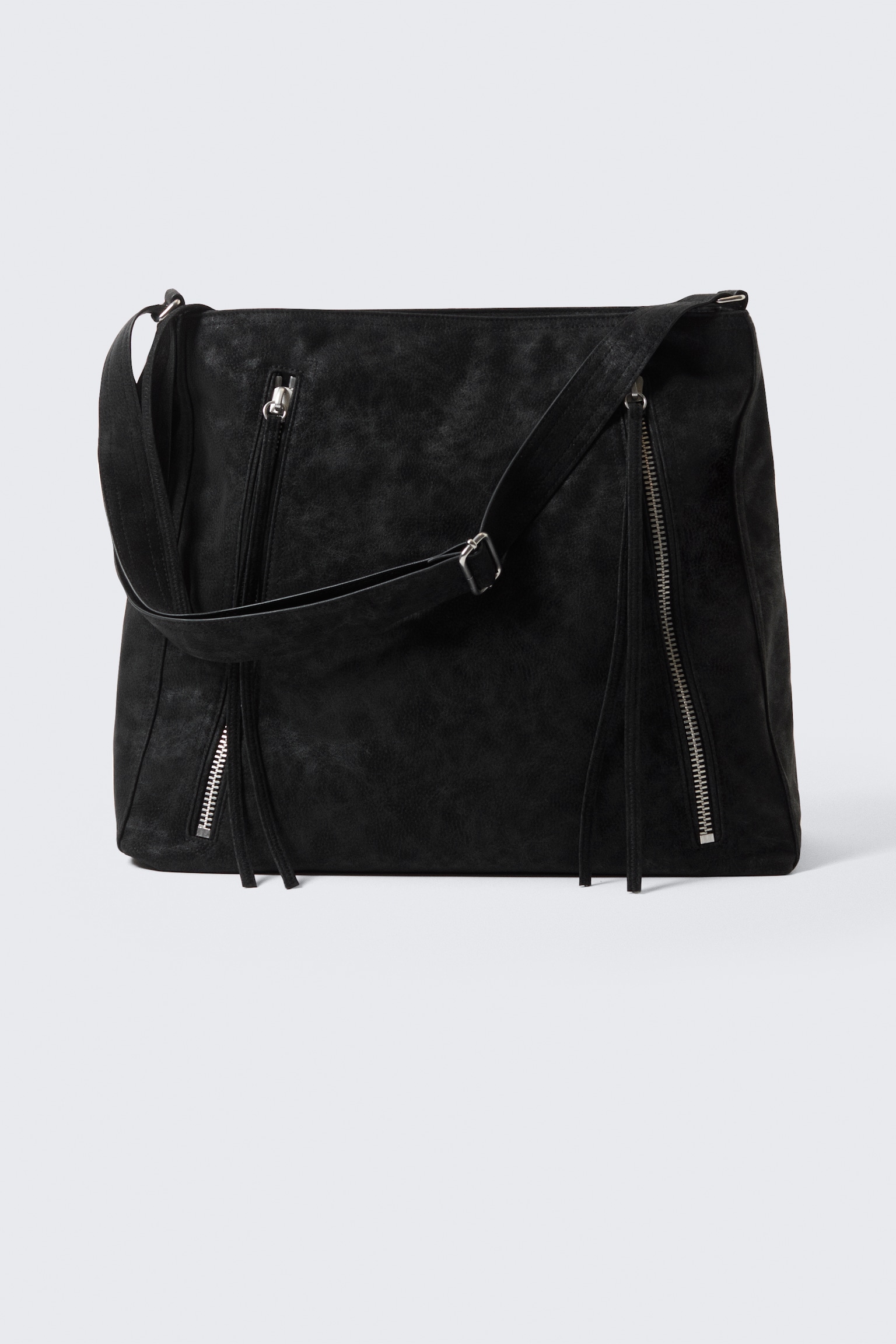 Medium Zip Shoulder Bag - Black
