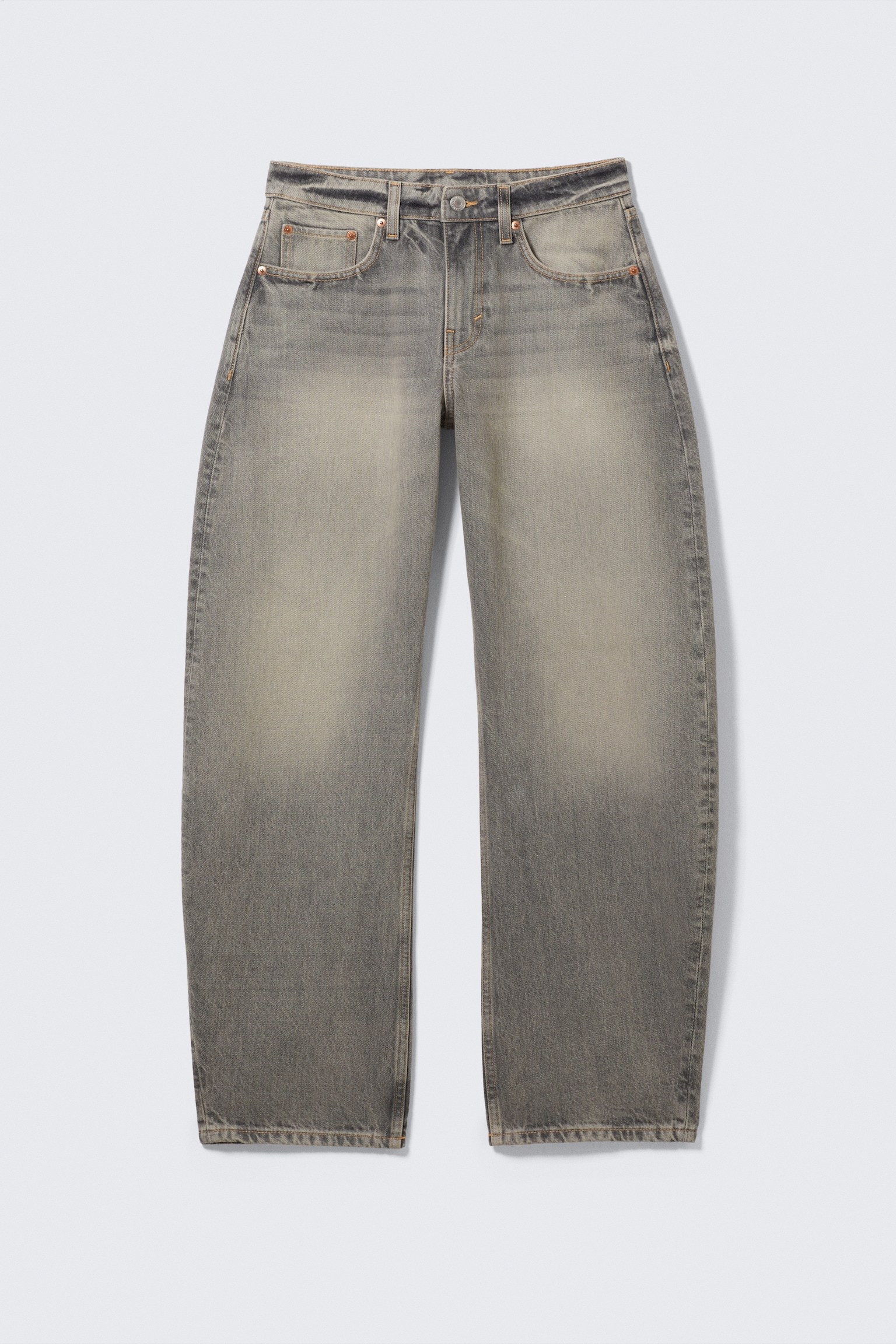 Abell Mid Rise Regular Cocoon Leg Jeans - Canyon Grey - Medium Grey/Seventeen Blue - Medium Blue - 2