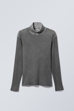 Two Tone Black - Newman Two-Tone Rib Knit Turtleneck - 0