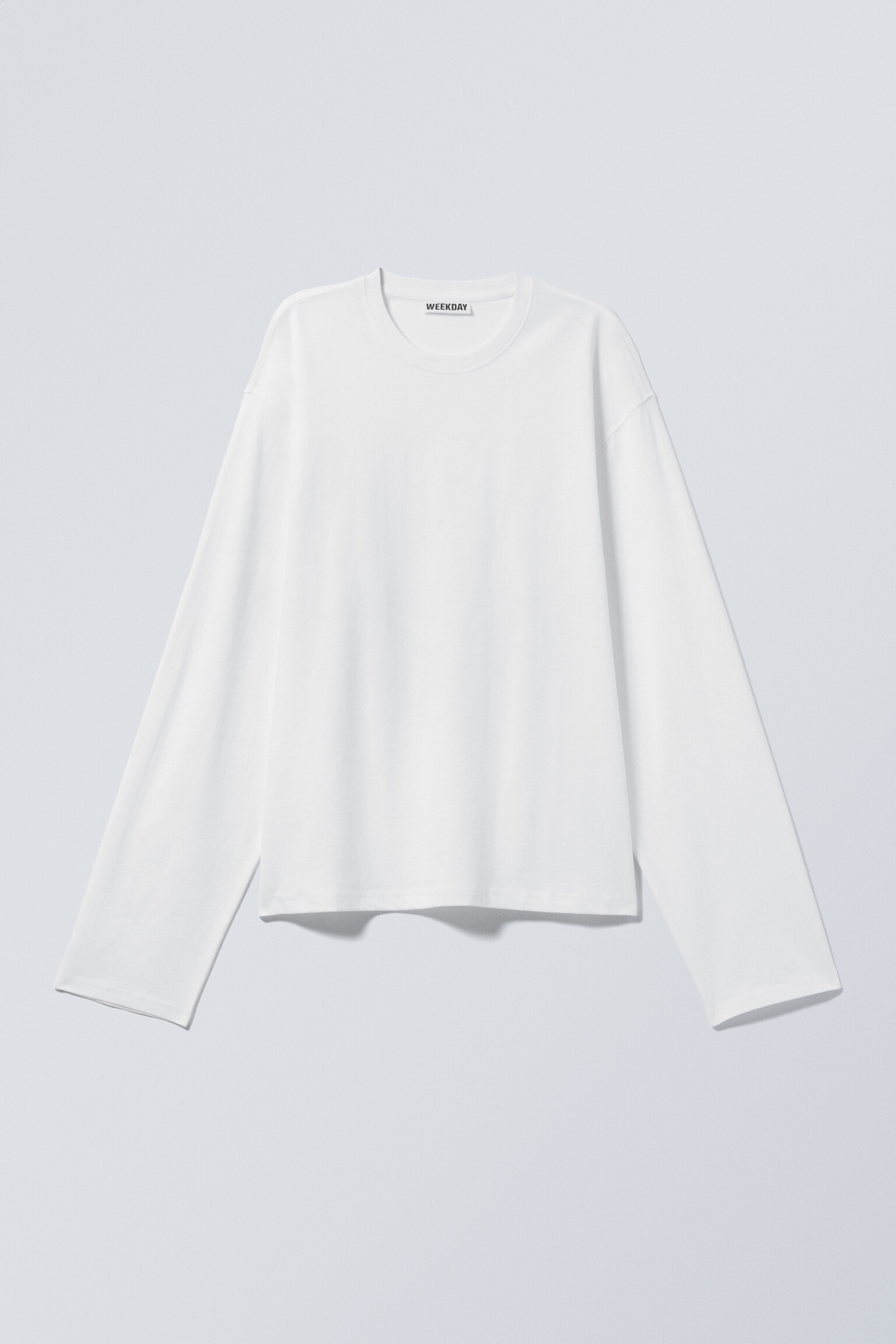 Långärmad boxig t-shirt i bomull - Vit/Svart - 2