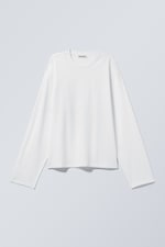 Blanc - T-shirt coton carré manches longues - 3