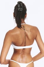 White - Soft Ribbed Halter Bra - 2