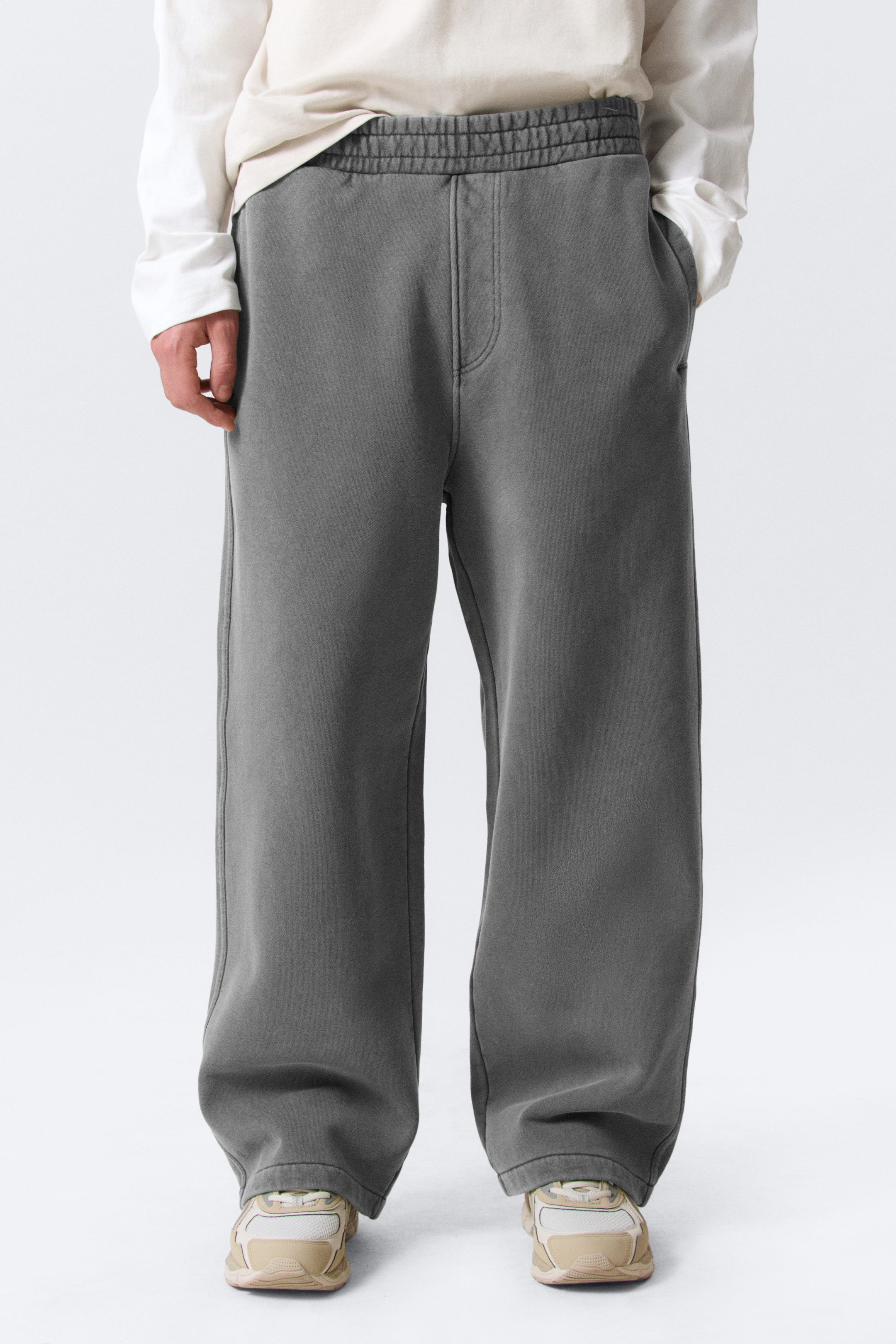 Washed Dark Grey - Loose Heavyweight Cotton Sweatpants - 2