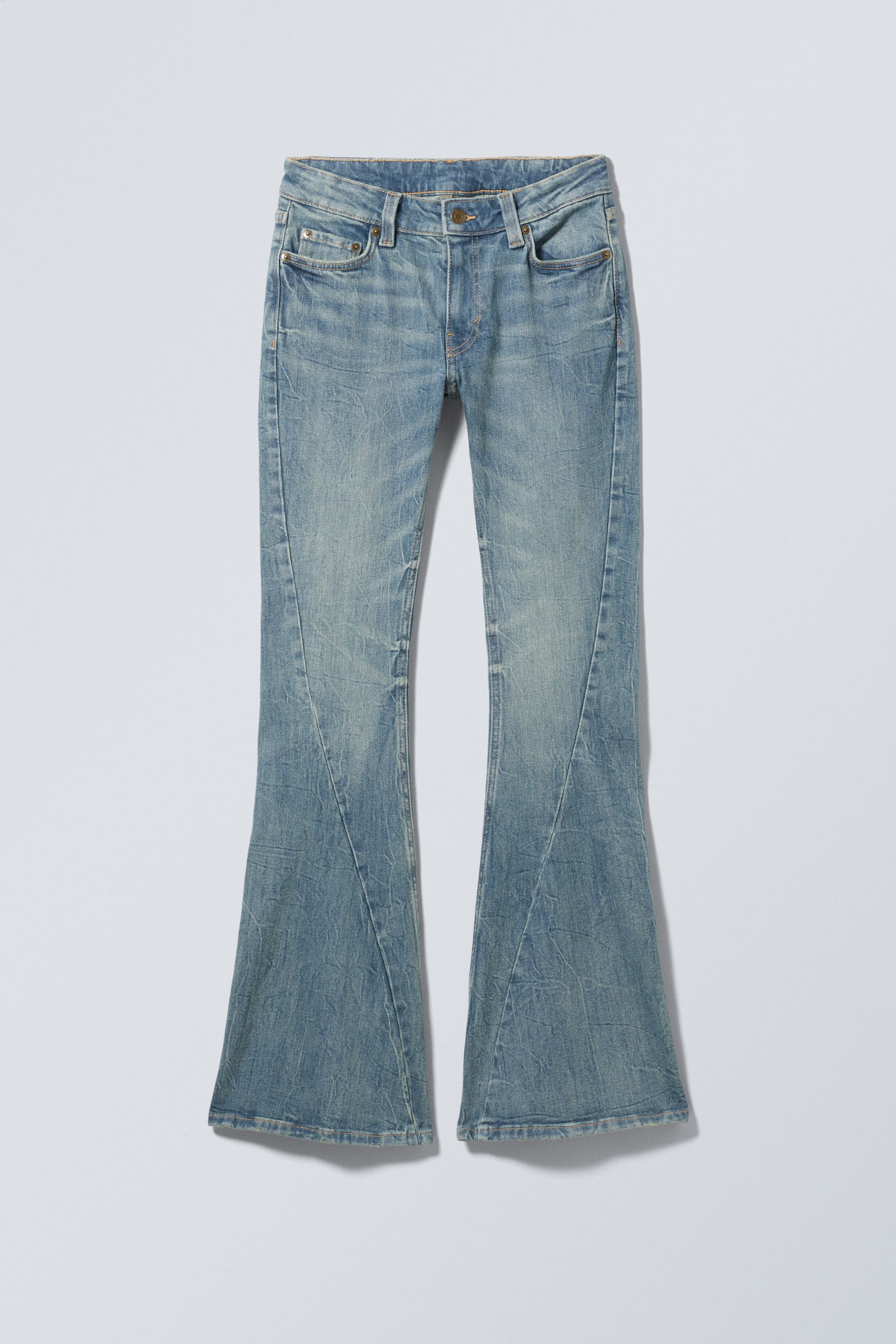 Turquoise Dust - Mittelblau - Flame Low Rise Slim Flared Leg Twist Jeans - 5