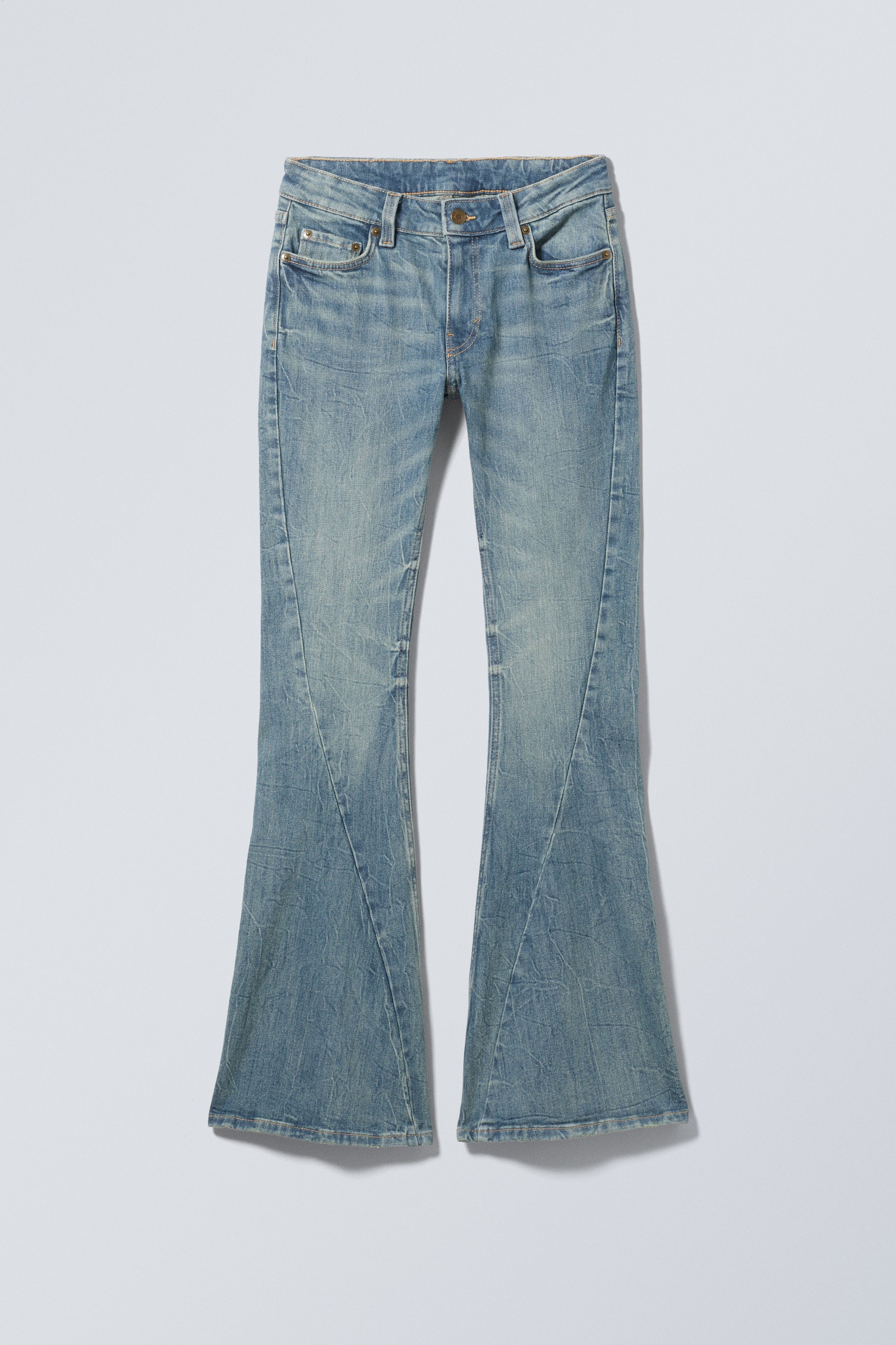 Turquoise Dust - Mittelblau - Flame Low Rise Slim Flared Leg Twist Jeans - 1