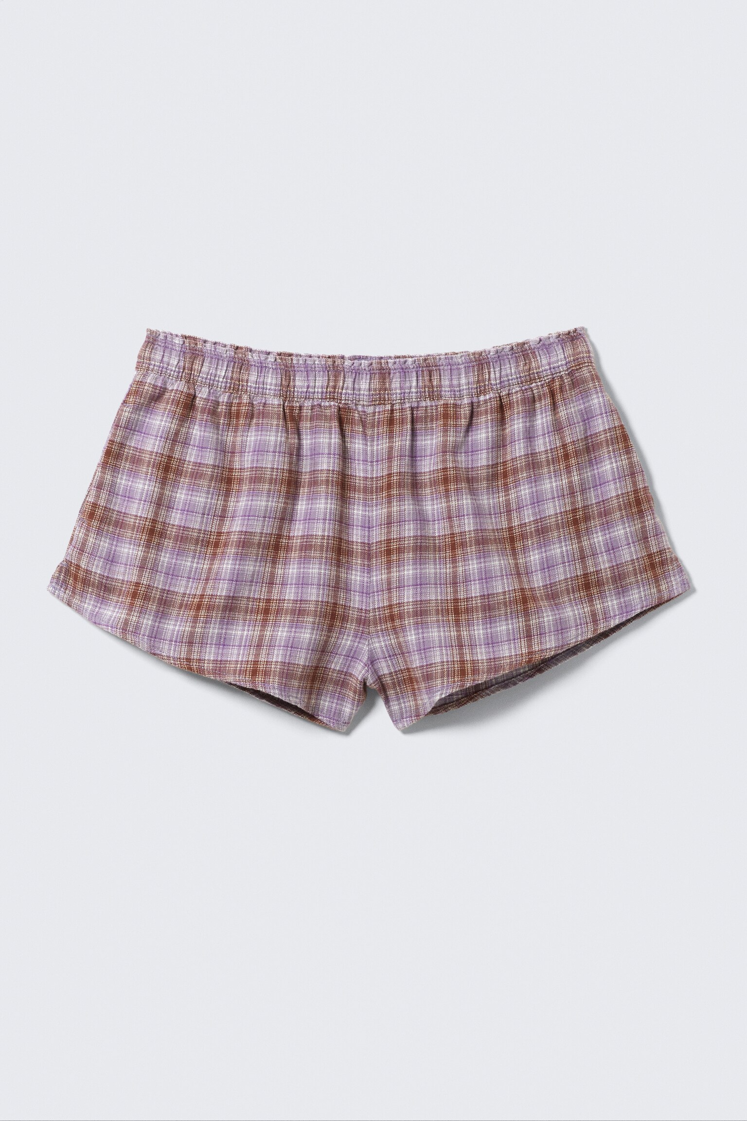 Flannel Pyjama Boxer Shorts - Purple Check/Checked Brown - 2