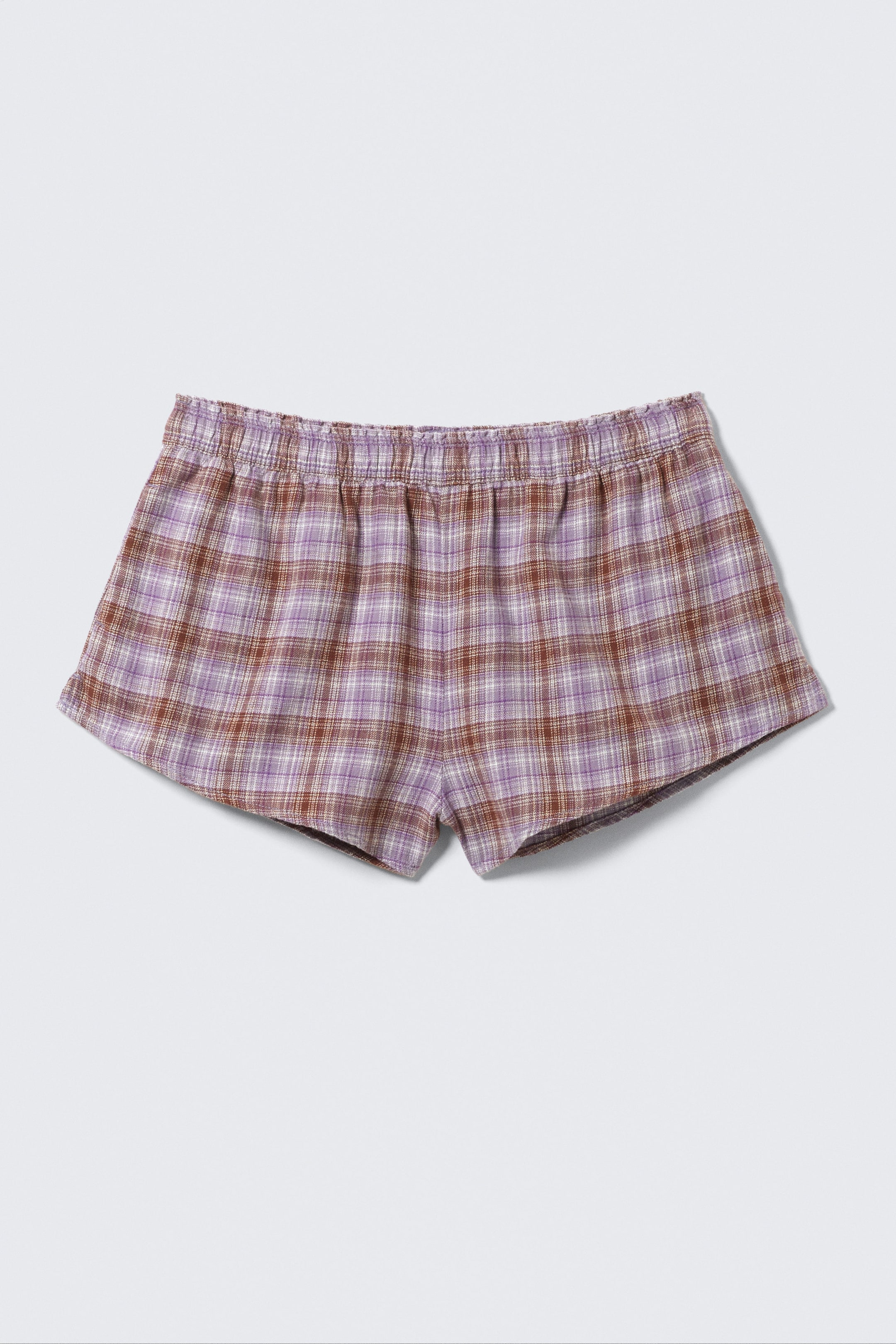 Lila rutig - Pyjamasboxershorts i flanell - 3