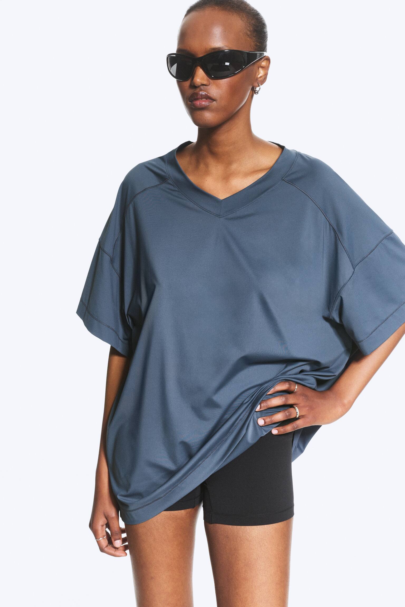 T-shirt de sport décontracté - Bleu foncé/Blanc cassé - 3