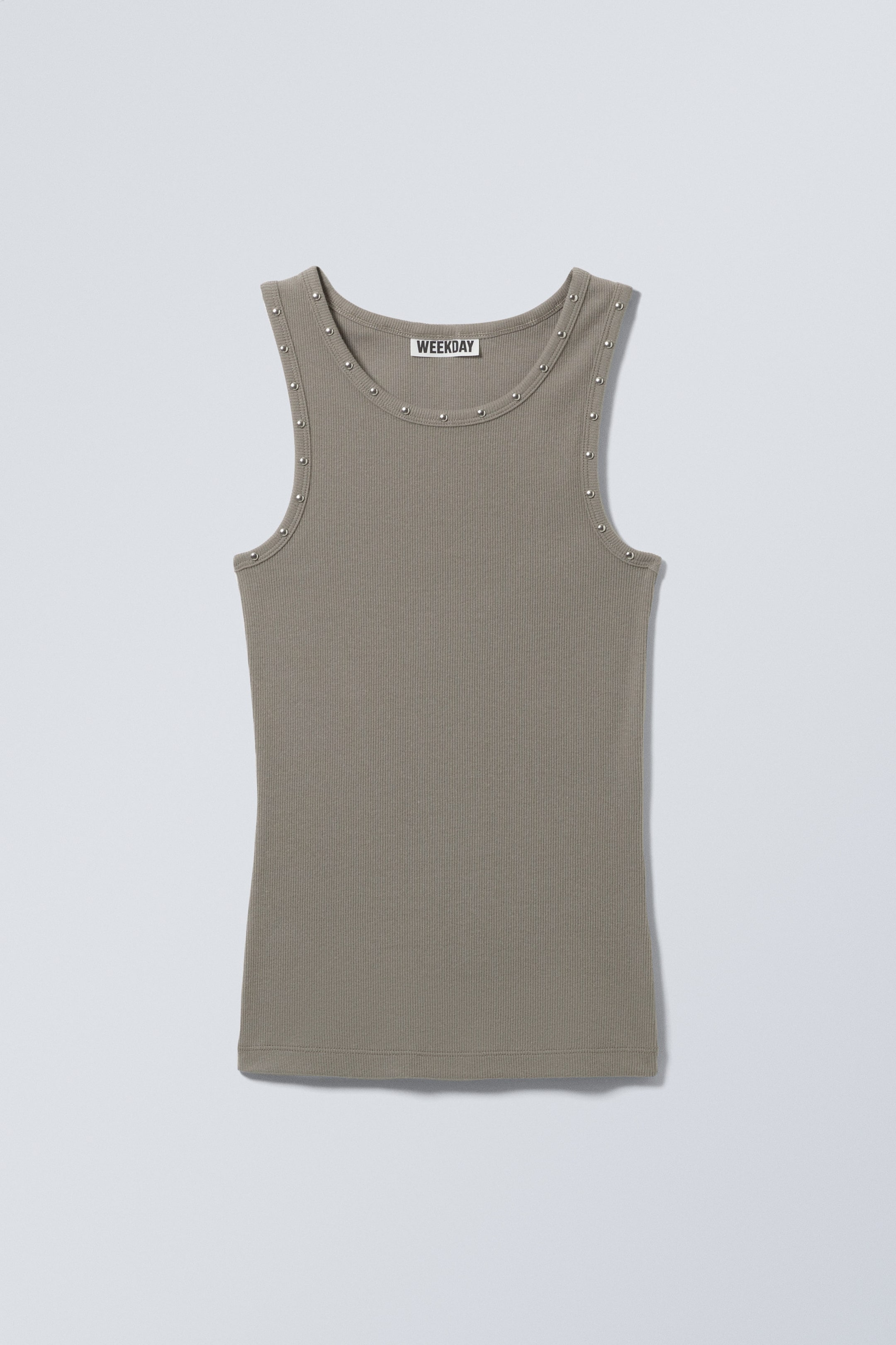 Zacht taupe - Tanktop met studs - 0