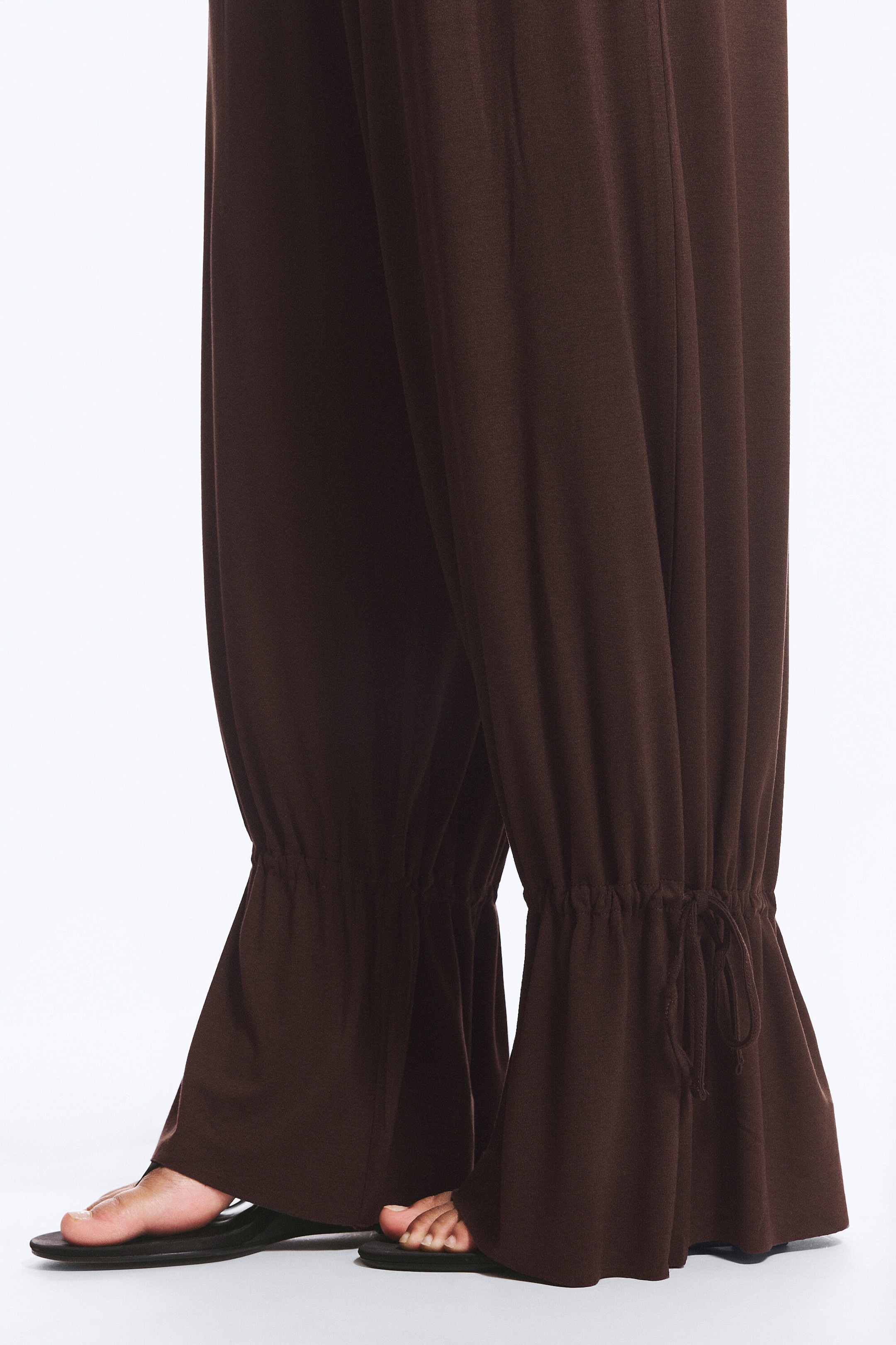 Dark Brown - Jersey Balloon Trousers - 2