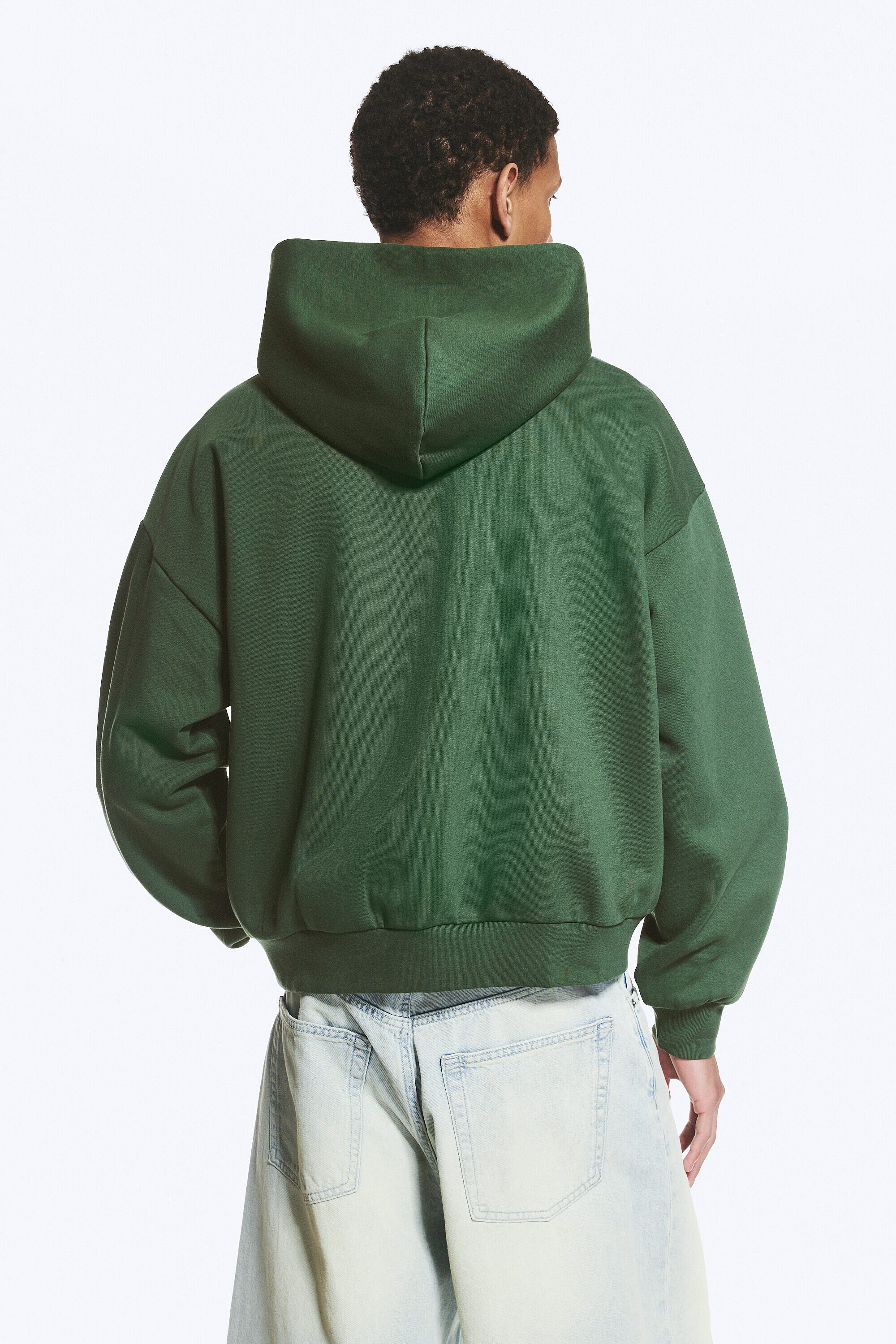 loose fit zip hoodie - Dark Green | Weekday WW