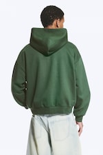 Dark Green - Loose Fit Zip Hoodie - 3