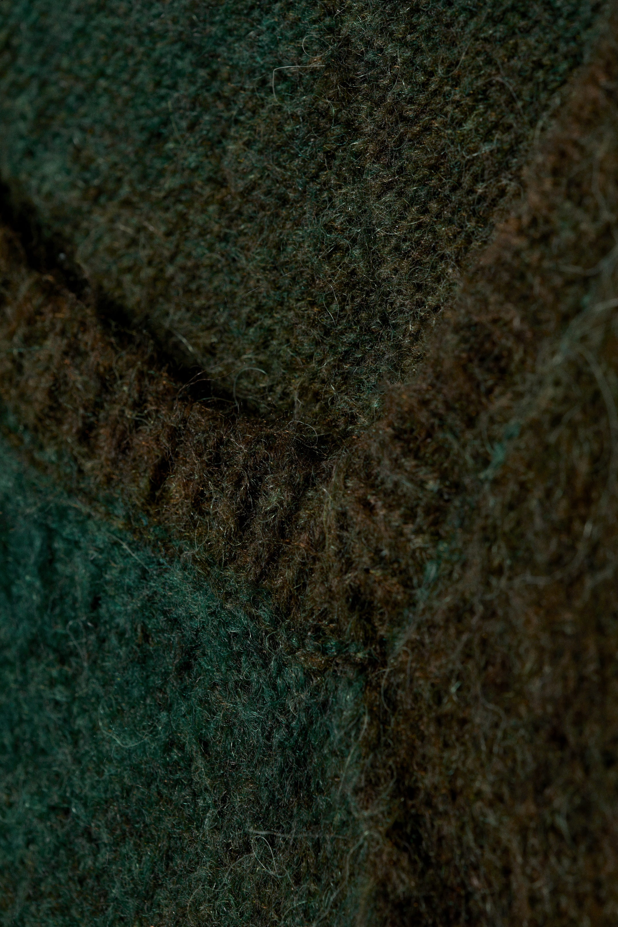 Dark Green - Space Dye - Space Dye V-Neck Knitted Sweater - 5