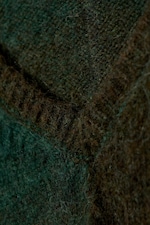 Dark Green - Space Dye - Space Dye V-Neck Knitted Sweater - 5