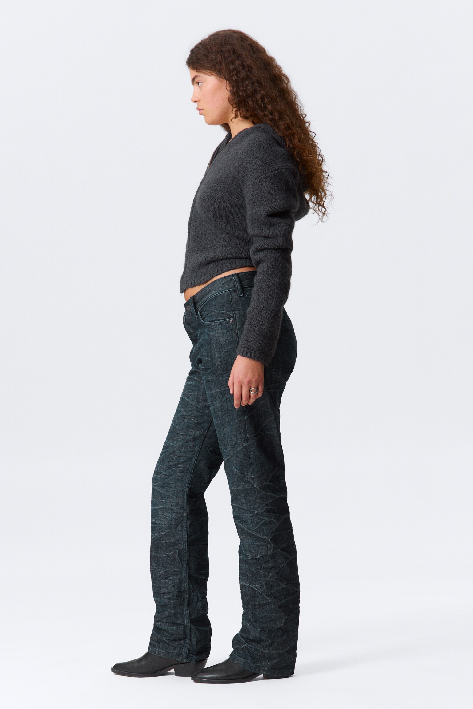 Orbit Mid Waist Regular Straight Leg Jeans - Ridge Blue - Mörkblå - 4