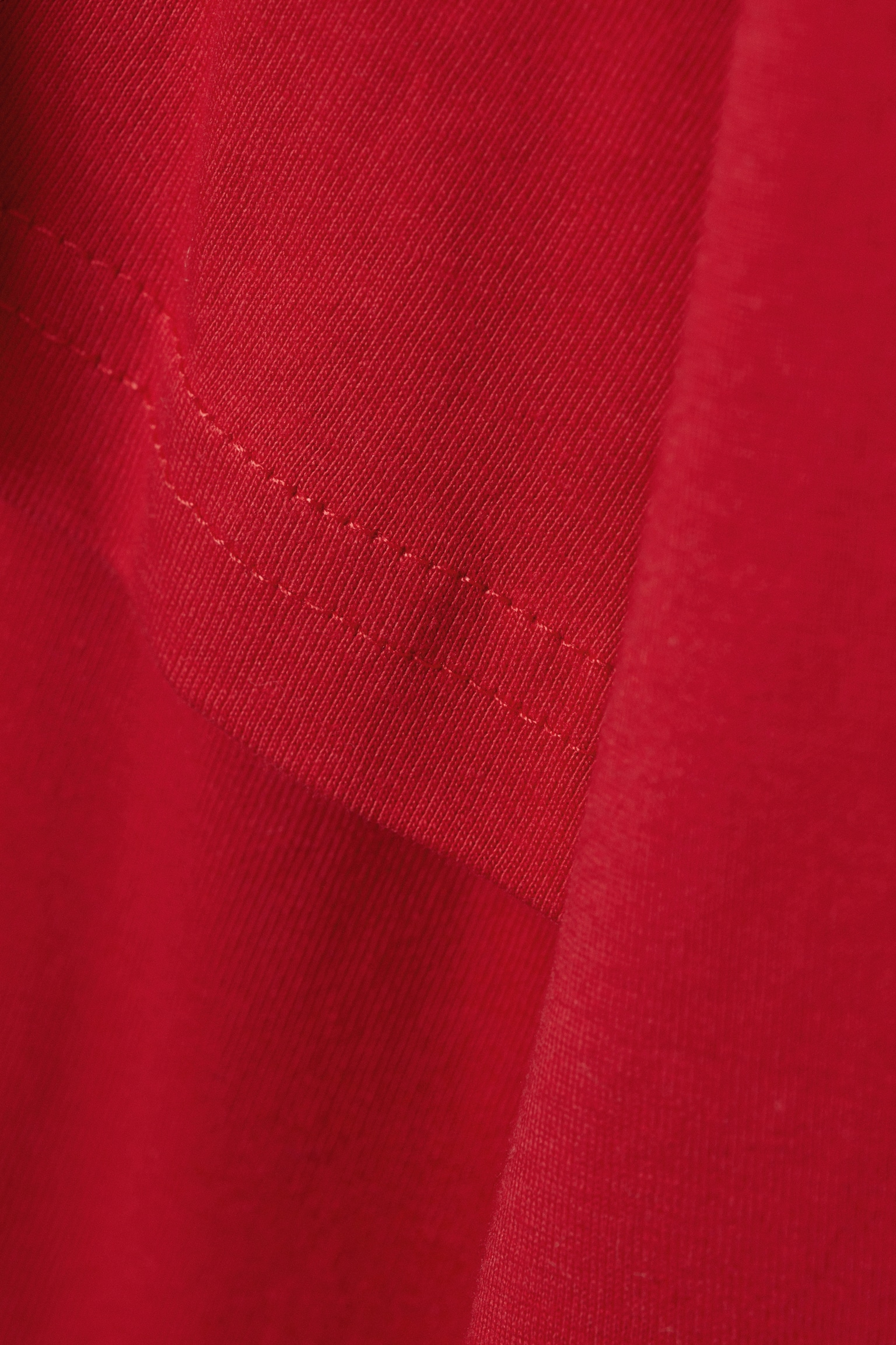 Layered Long-Sleeved Cotton T-shirt - Bright Red - 4