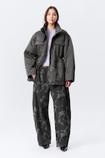 Dark Grey - Oversized Padded Utility Jacket - 3