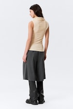 Light Beige - Sleeveless Funnel Neck Top - 3