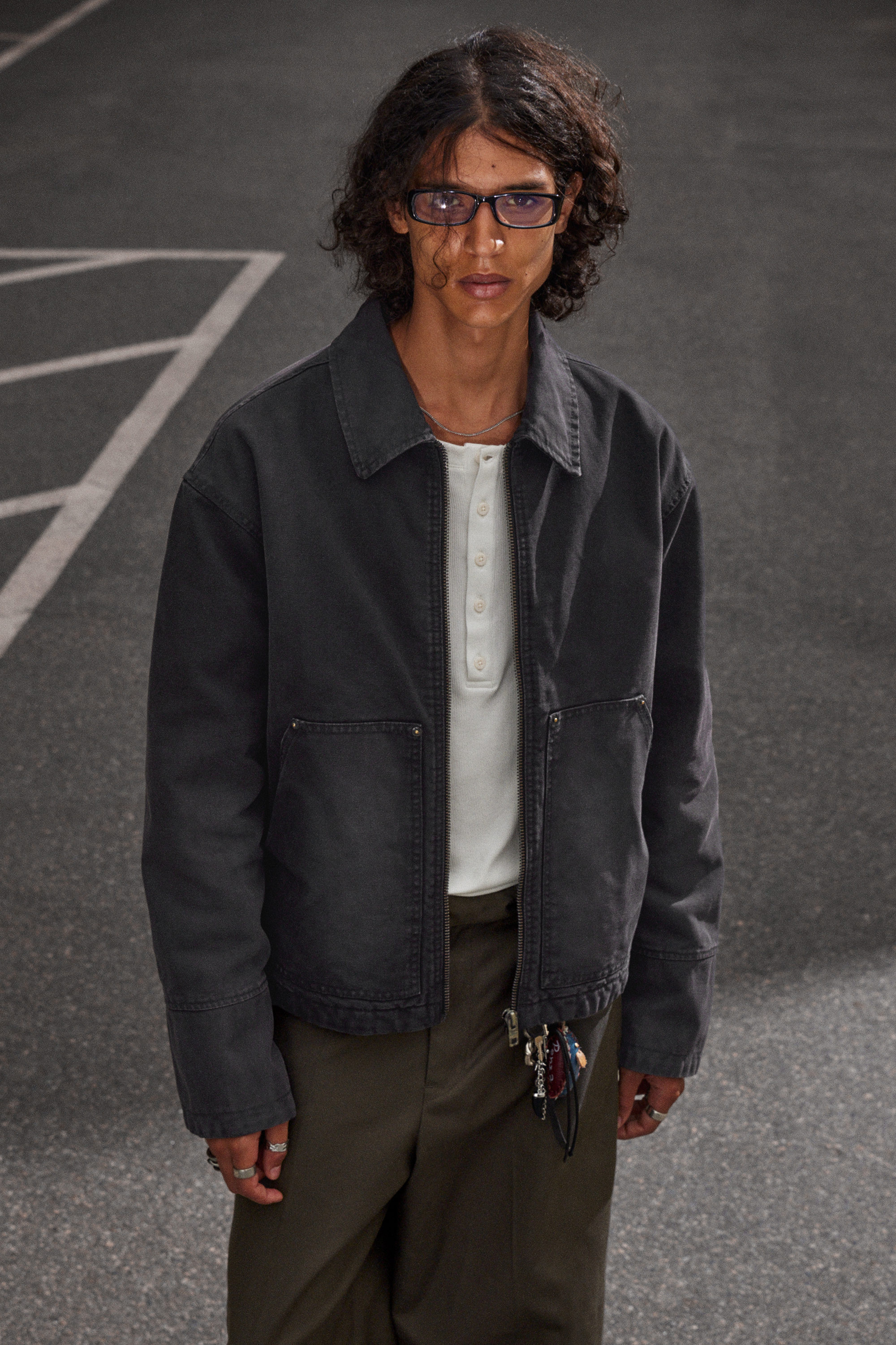Washed Black - Relaxed Washed Utility Jacket - 1