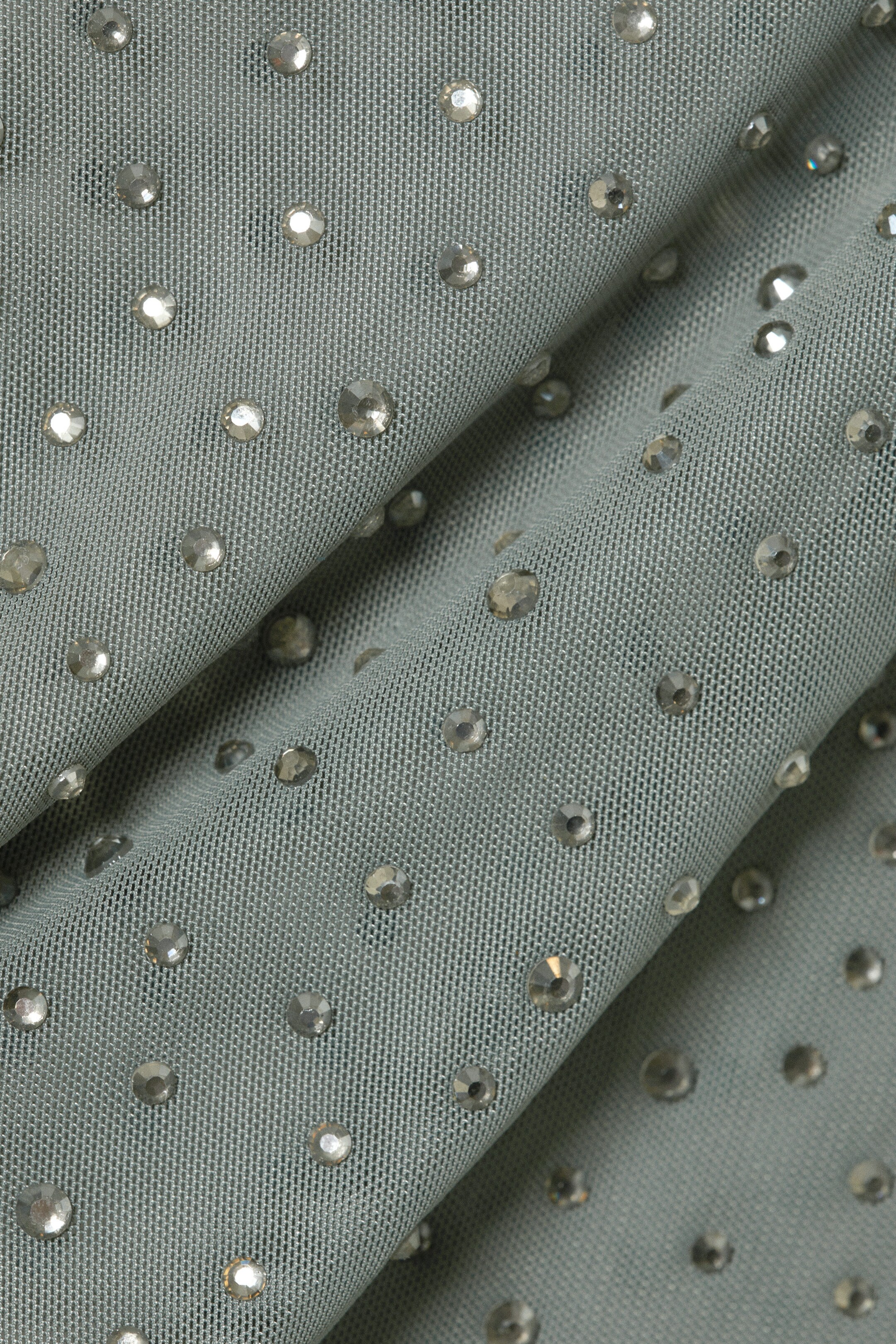 Grey - Annie Rhinestone Mesh Top - 1