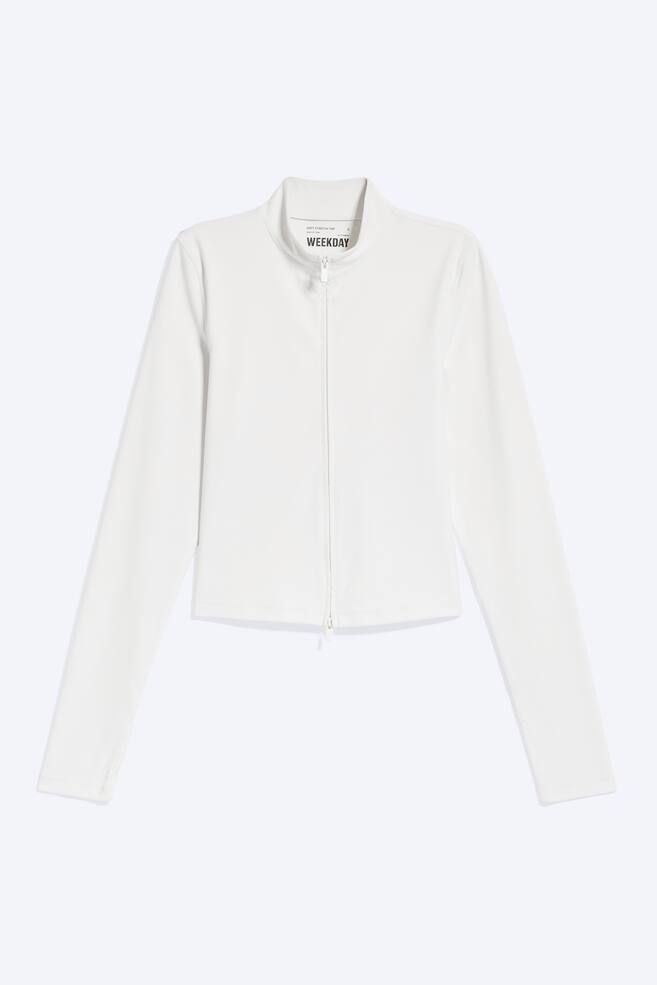 Bluza sportowa z suwakiem - Biały/Czarny - 1