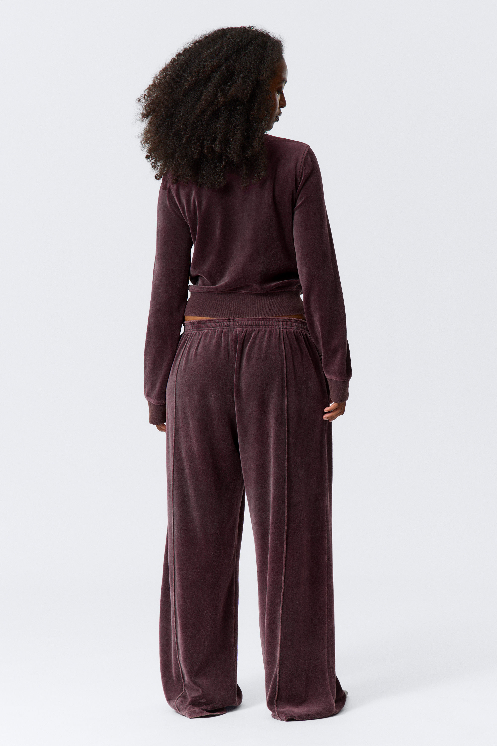 Dark Plum - Washed Velvet Mini Jacket - 2