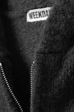 Dark Grey - Boxy Knitted Zip Hoodie - 1