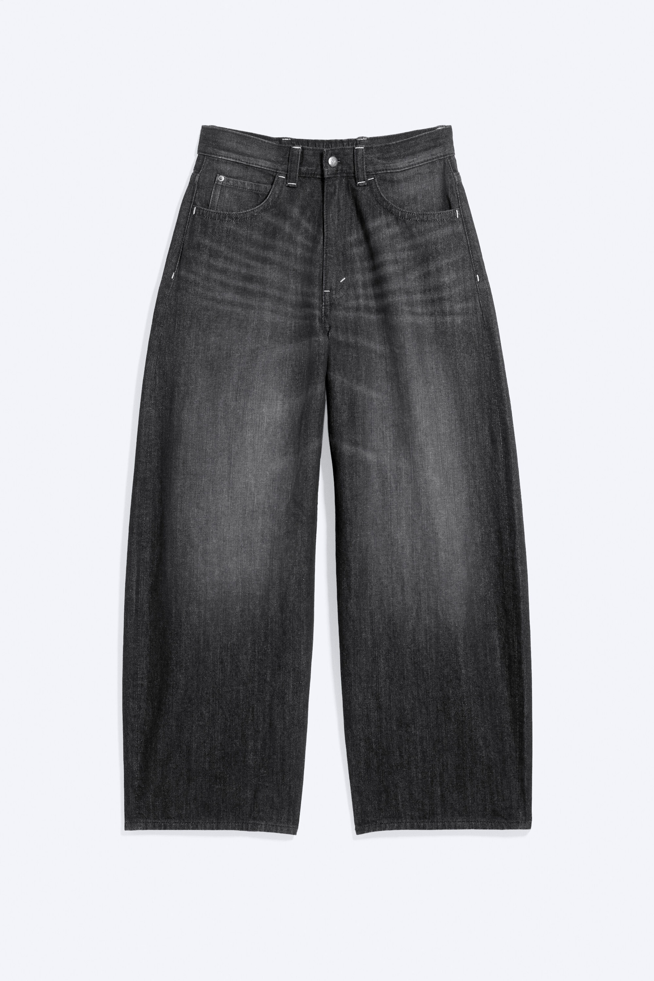 Hematite Black - Black - Dunno Way Unisex Low Rise Loose Barrel Jeans - 9