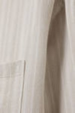 Striped Ecru - Oversized Striped Linen Blend Shirt - 1